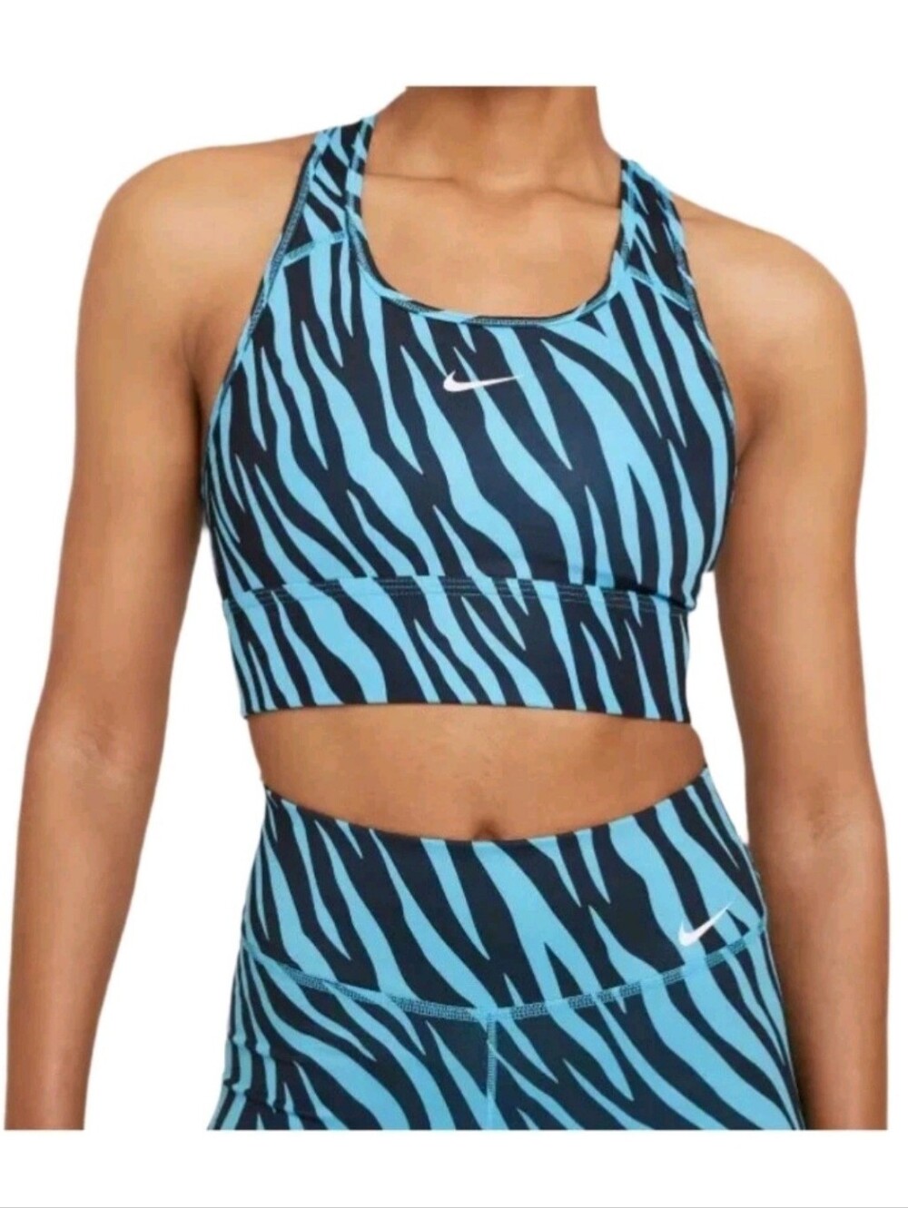 Nike One Icon Clash Zebra Print Set - Chlorine Blue/Black - Leggings XL/Bra XXL